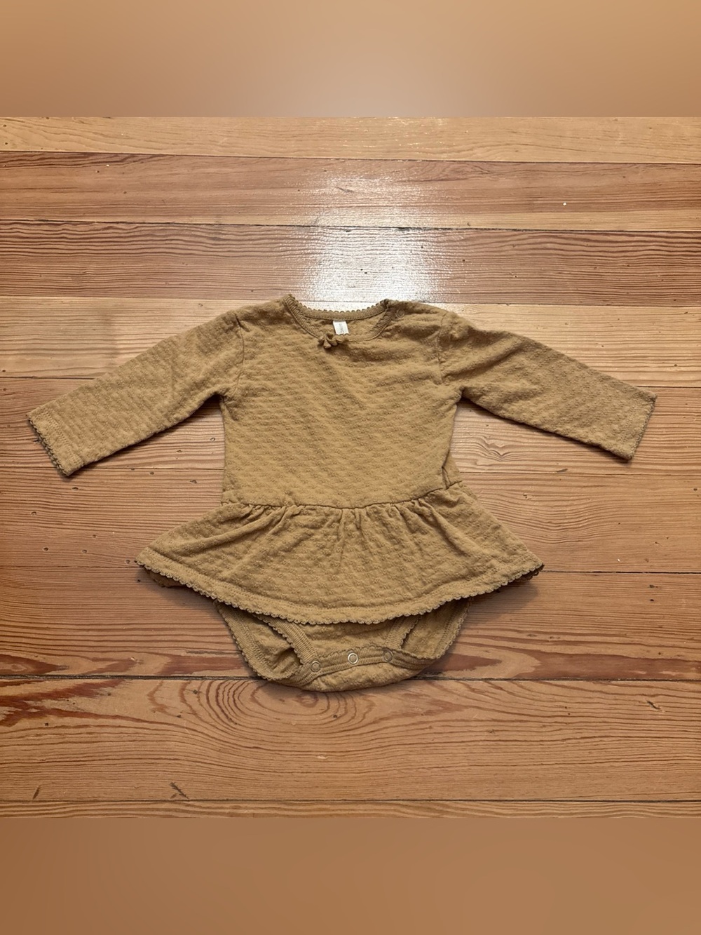 Quincy Mae Knit Ruffle Brown Romper Size 3-6 Month